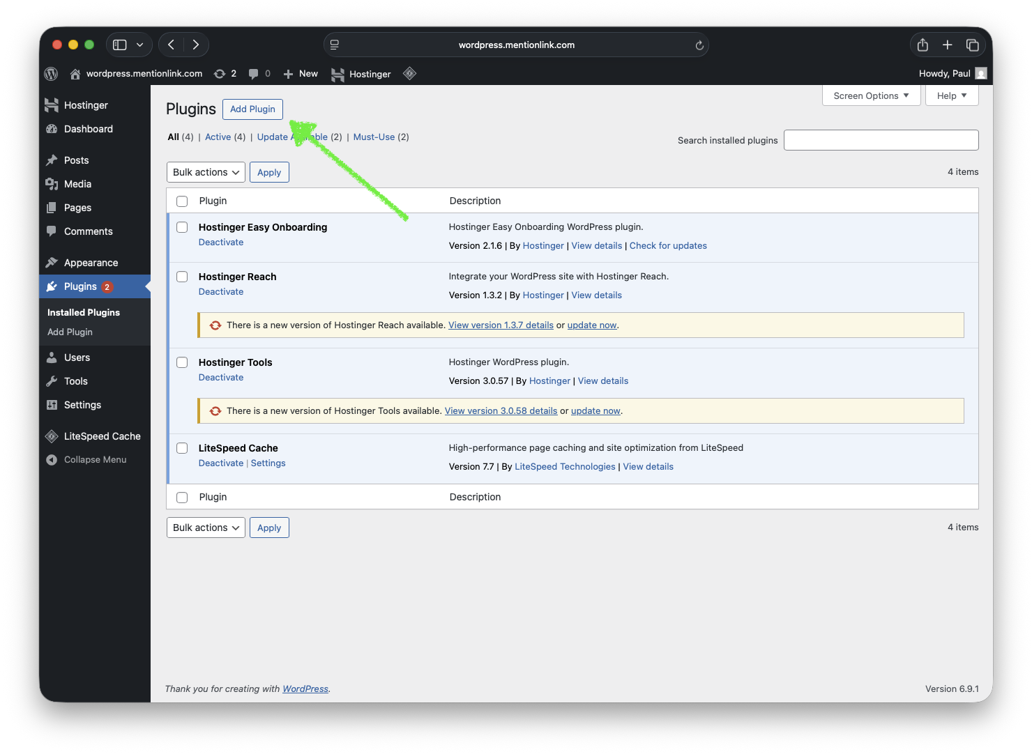 Click the Add Plugin button