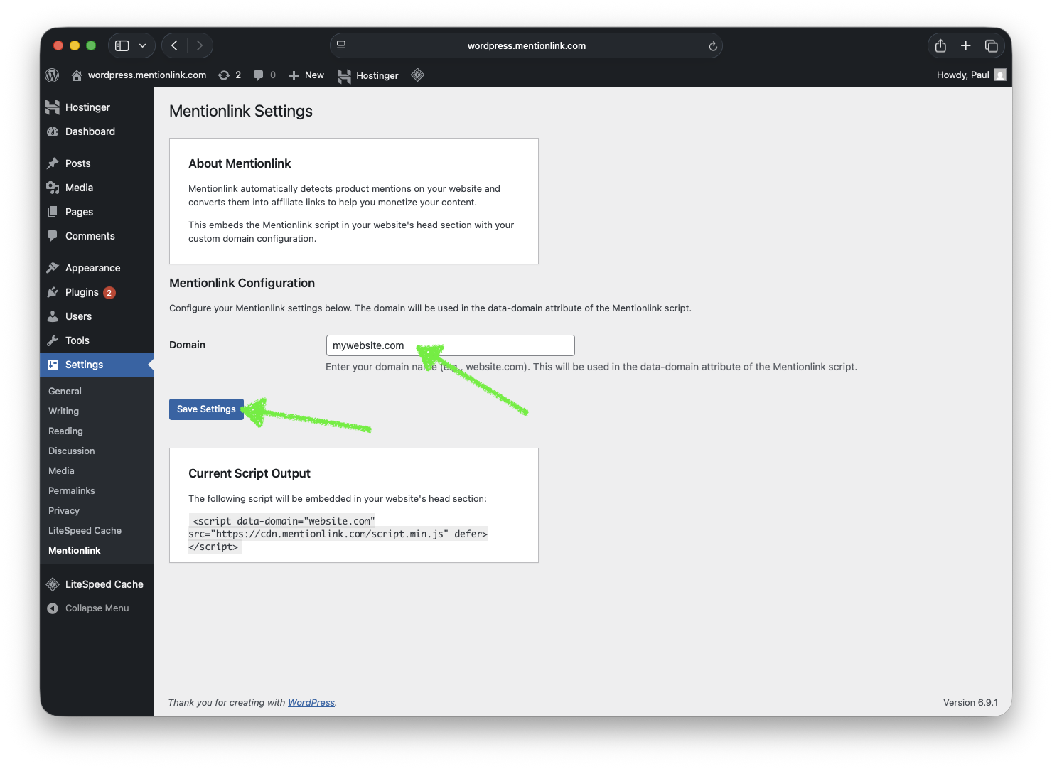 Type in the domain of your blog and then click on the Save Settings button